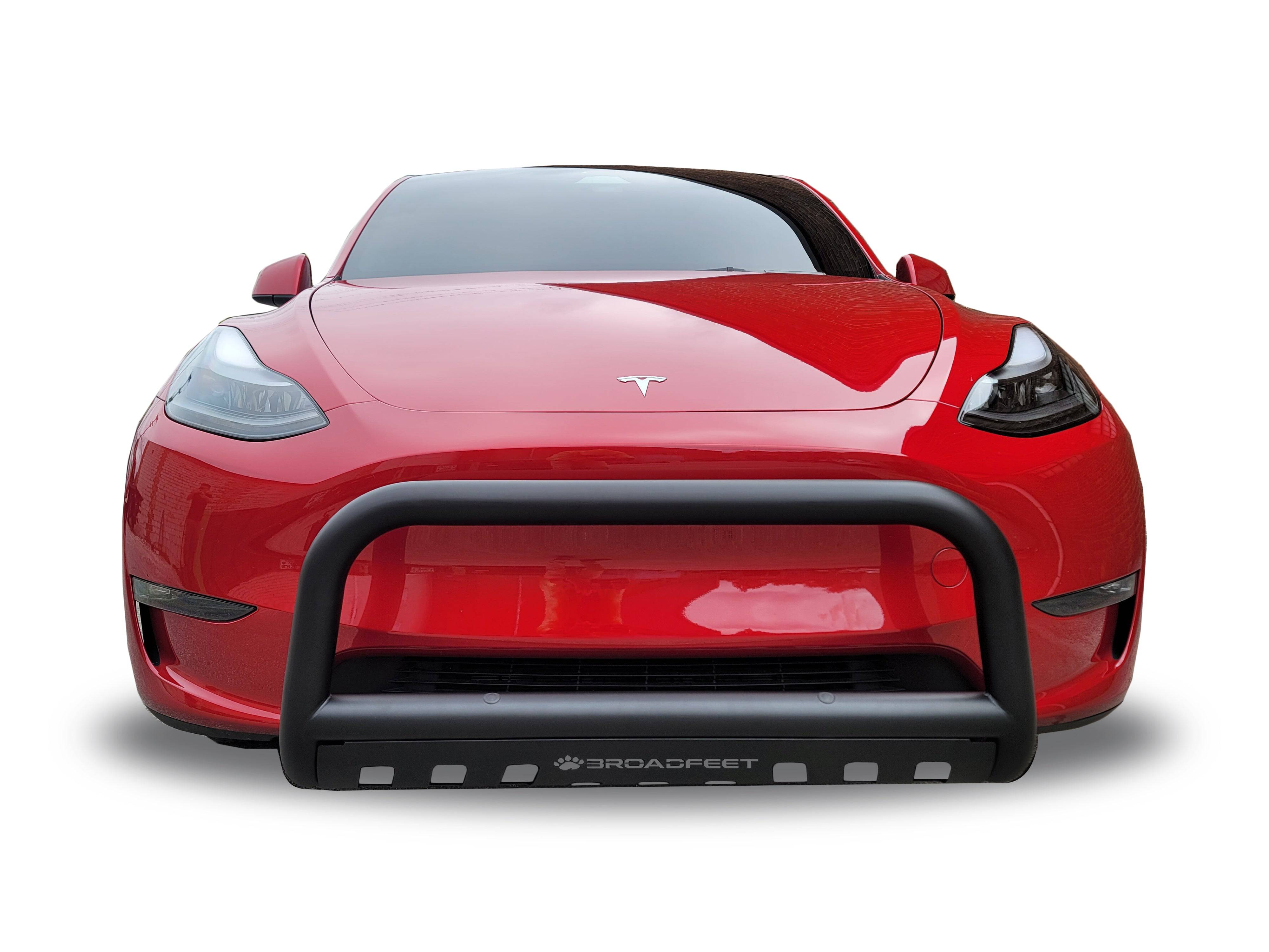 Front Bull Bar with Skid Plate (DW8) Straight Style Bumper Guard fits Tesla Model Y 2020-2024 - Broadfeet