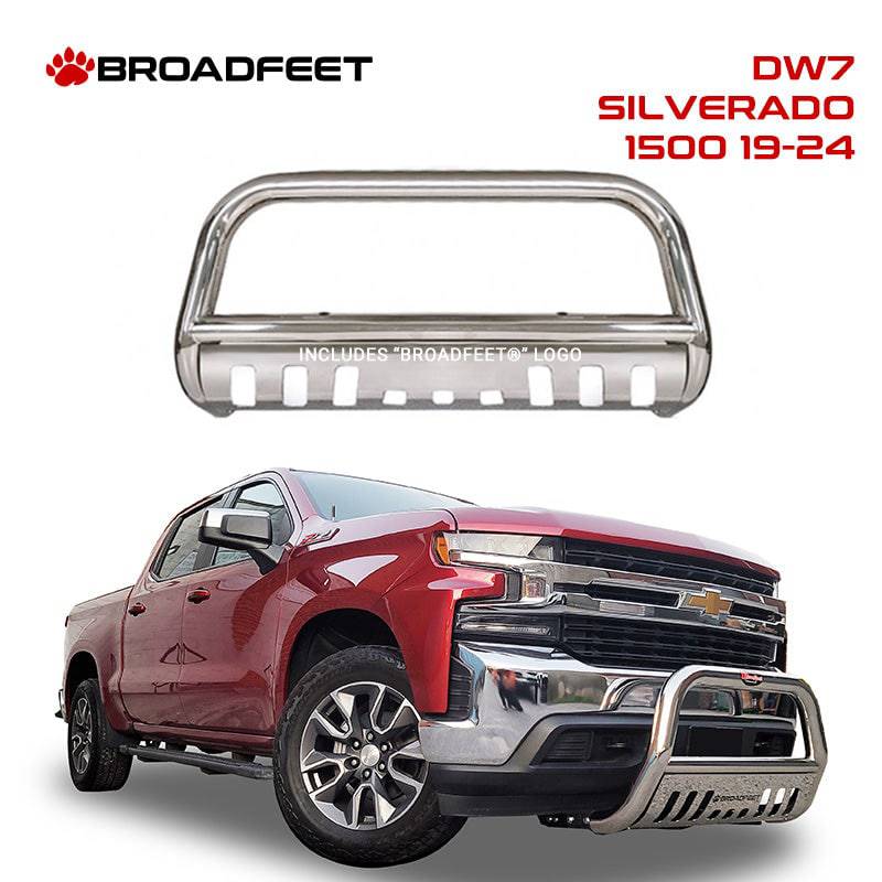 Front Bull Bar with Skid Plate (DW7) fits Chevrolet Silverado 1500 2019-2024 - Broadfeet