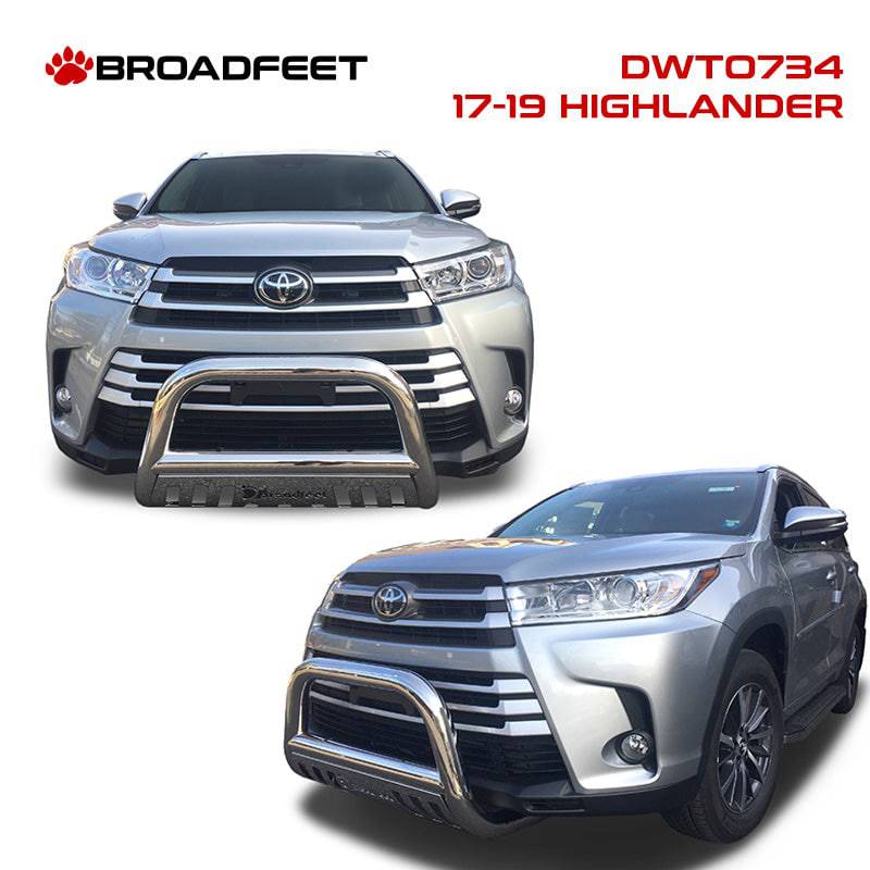 Front Bull Bar with Skid Plate (DWTO735) Bumper Guard fits Toyota Highlander 2017-2019 - Broadfeet