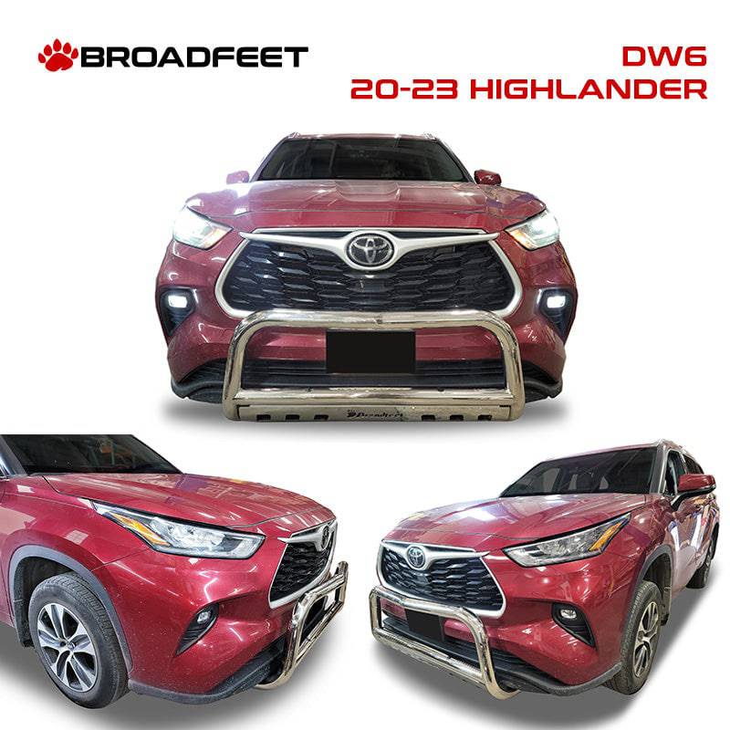 Front Bull Bar with Skid Plate (DW6) Bumper Guard fits Toyota Highlander 2020-2023 - Broadfeet