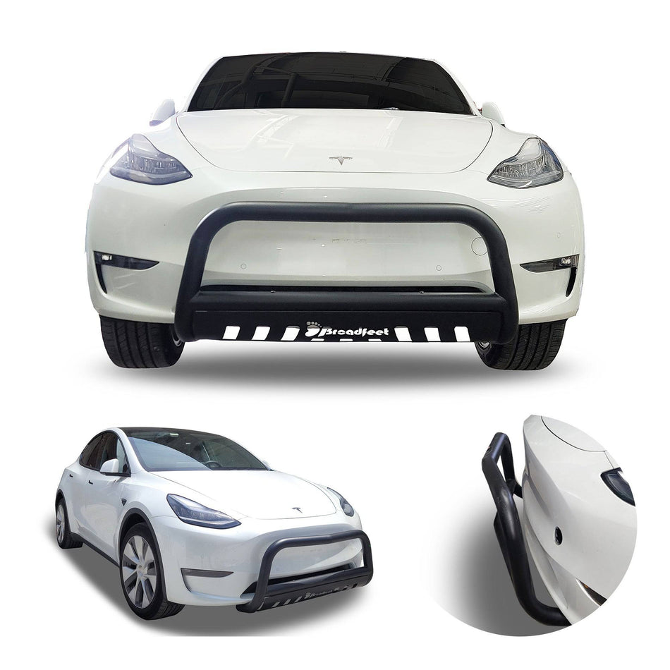 Front Bull Bar with Skid Plate (DW6) Contour Style Bumper Guard fits Tesla Model Y 2020-2023 - Broadfeet