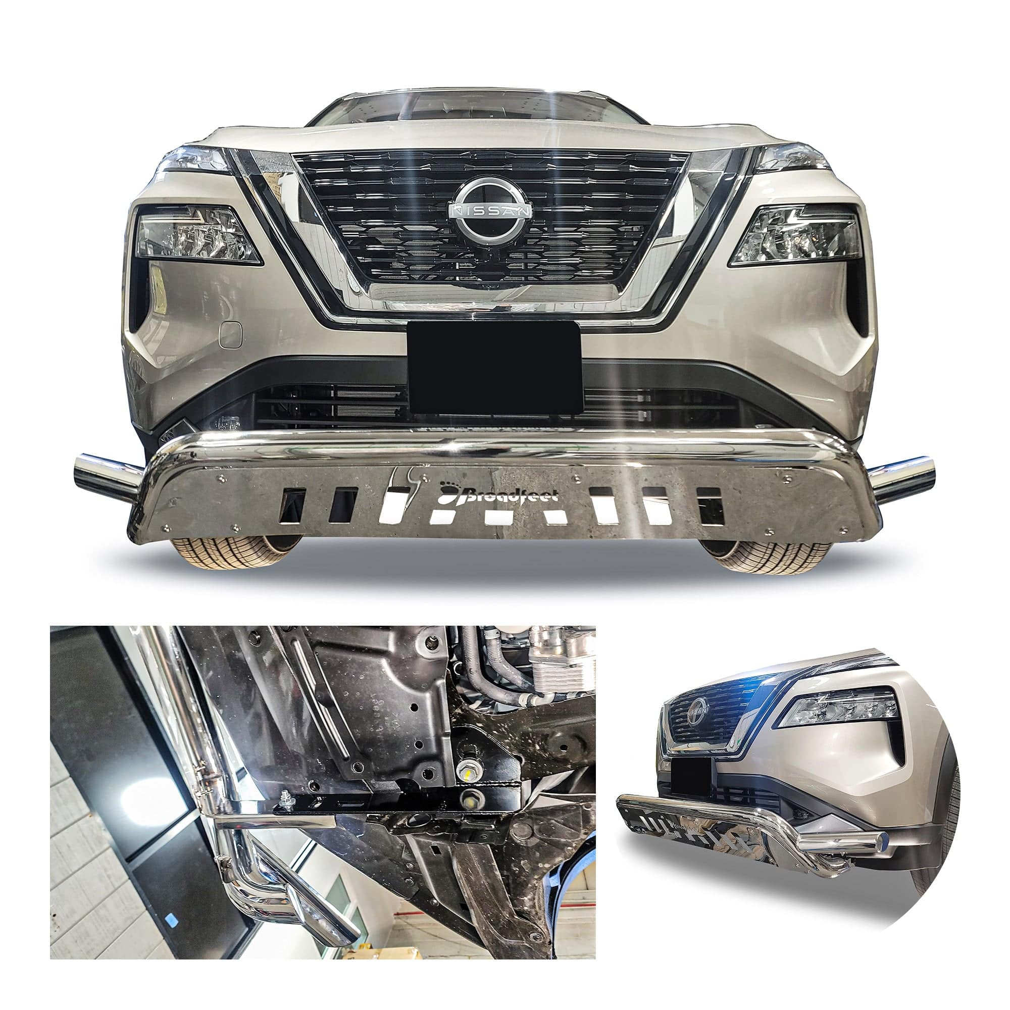 11-Piece Front Grille & Fog Light Bezel Kit For Nissan Rogue 2014-2016 – Mesh Black With Halogens