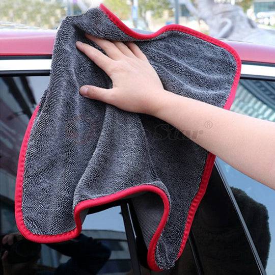 Detailing / Car Wash Towel - Microfiber Twisted Braided Cloth (RED & GREY) for Buffing & Drying - Broadfeet