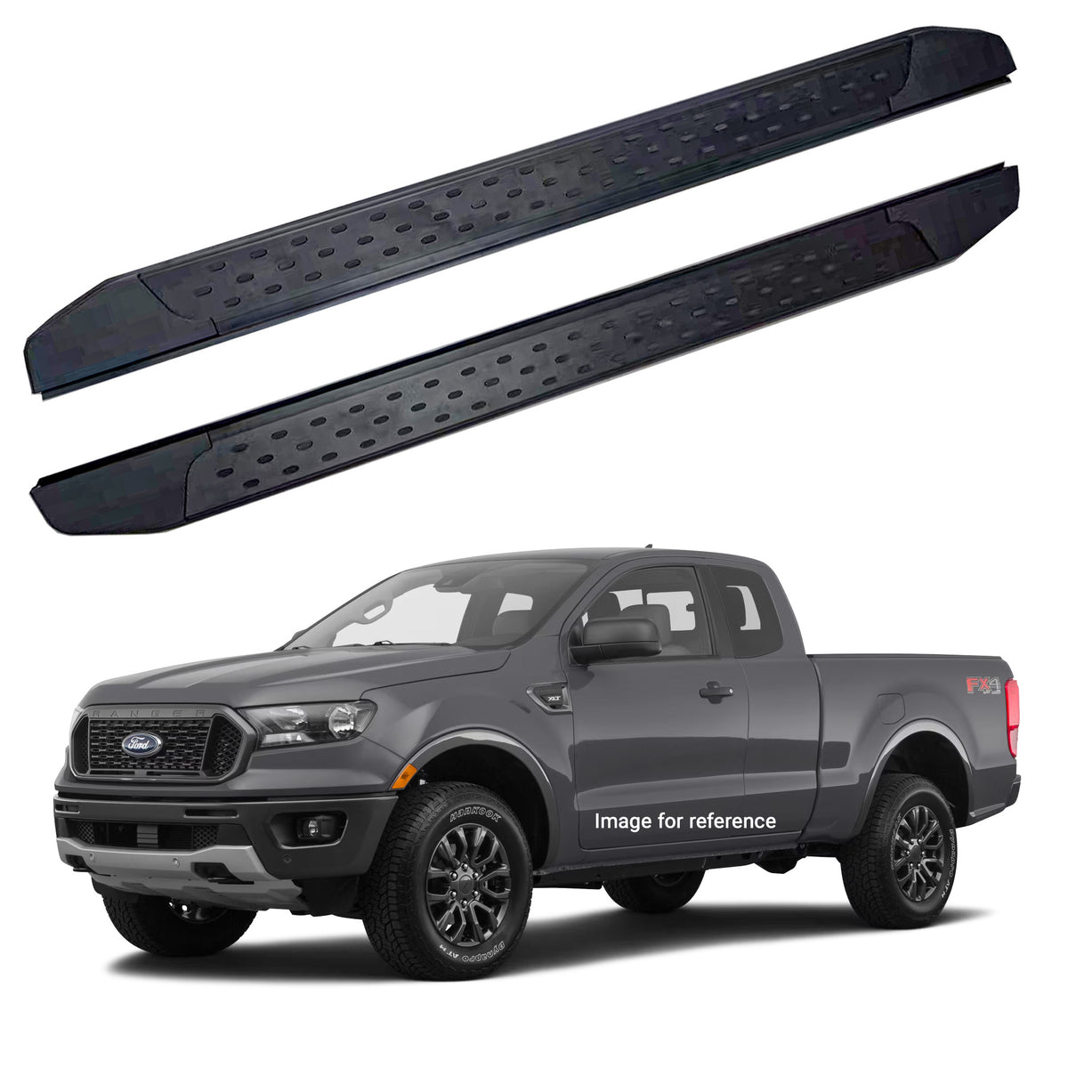 Running Board R22 Series (RB210 BLACK) fits Ford Ranger 2019-2025 in Black - Broadfeet