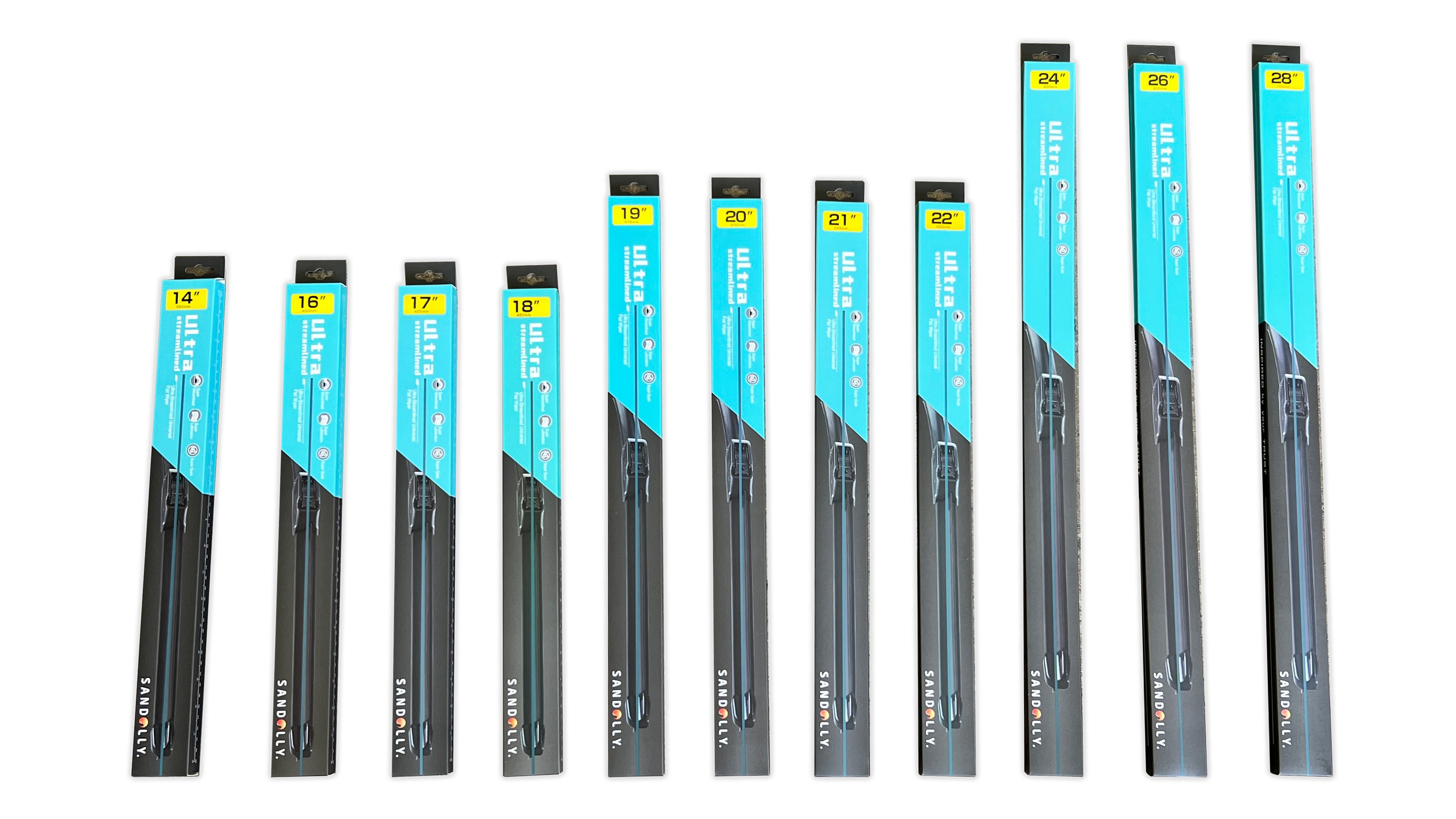 Broadfeet® Windshield Wiper Blades (F001) Ultra-Streamlined Universal Flat Wiper - Broadfeet