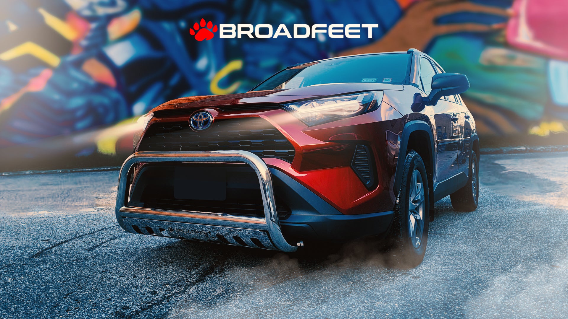 Front Bull Bar with Skid Plate (DW8) Straight Style Bumper Guard fits Toyota RAV4 2019-2024 - Broadfeet