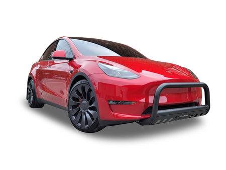 Front Bull Bar with Skid Plate (DW8) Straight Style Bumper Guard fits Tesla Model Y 2020-2024 - Broadfeet