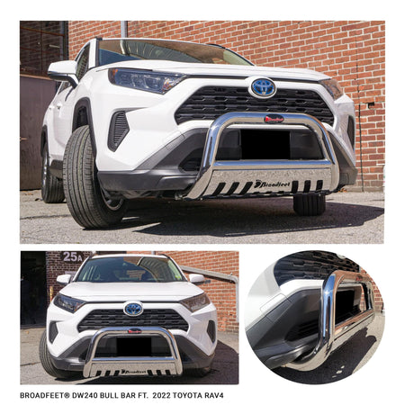 Front Bull Bar with Skid Plate (DW240) Bumper Guard fits Toyota RAV4 2019-2024 - Broadfeet