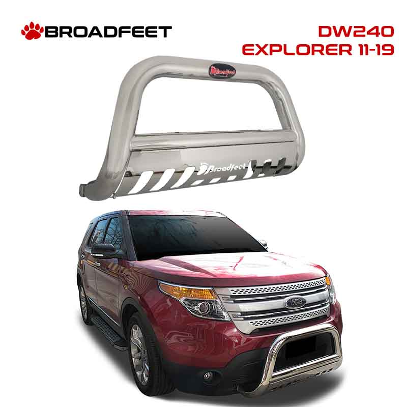 Front Bull Bar with Skid Plate (DW240) Bumper Guard fits Ford Explorer 2011-2019 - Broadfeet