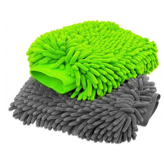 Detailing / Car Wash Mitt - Gloves (GREEN / GREY) for Washing, Scrubbing & Cleaning - Broadfeet