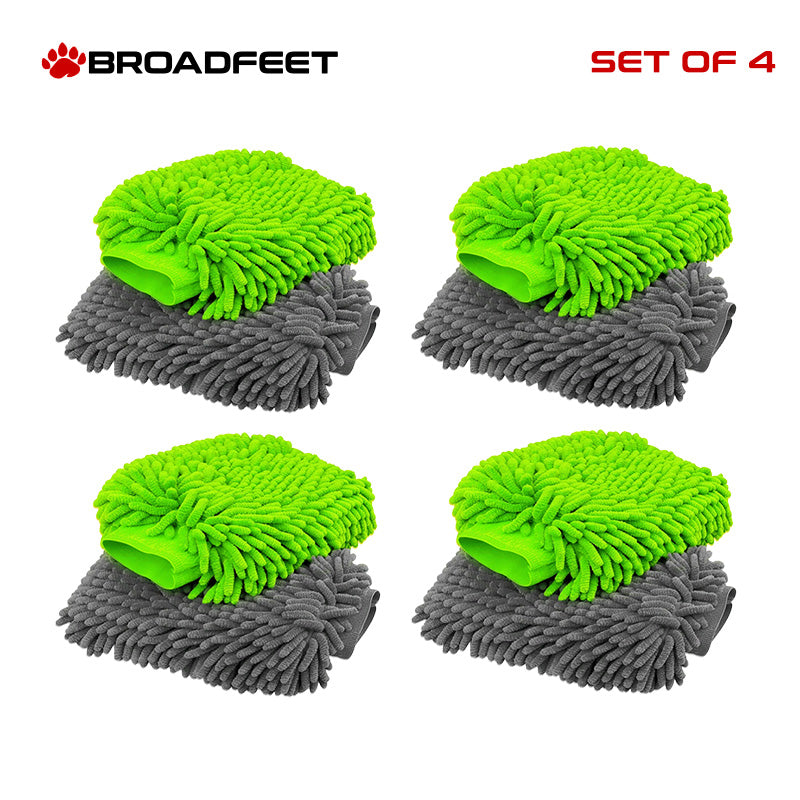 Detailing / Car Wash Mitt - Gloves (GREEN / GREY) for Washing, Scrubbing & Cleaning - Broadfeet