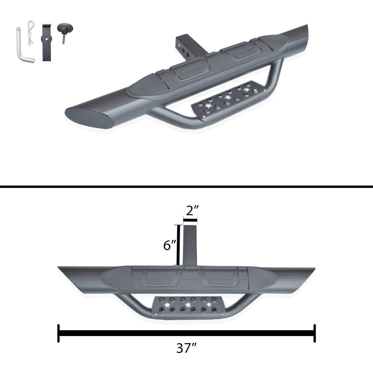 2" Hitch Receiver Accessories - 8117 Series 37" Hitch Step (Oval Design) - Broadfeet