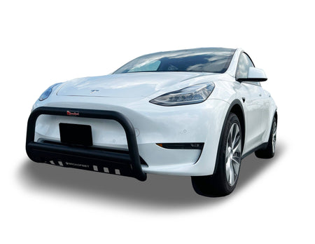 Front Bull Bar with Skid Plate (DW8) Straight Style Bumper Guard fits Tesla Model Y 2020-2024 - Broadfeet
