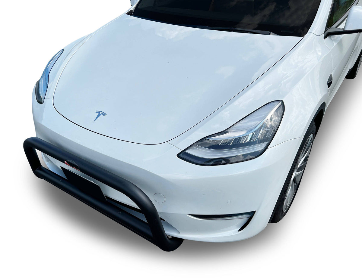 Front Bull Bar with Skid Plate (DW8) Straight Style Bumper Guard fits Tesla Model Y 2020-2024 - Broadfeet