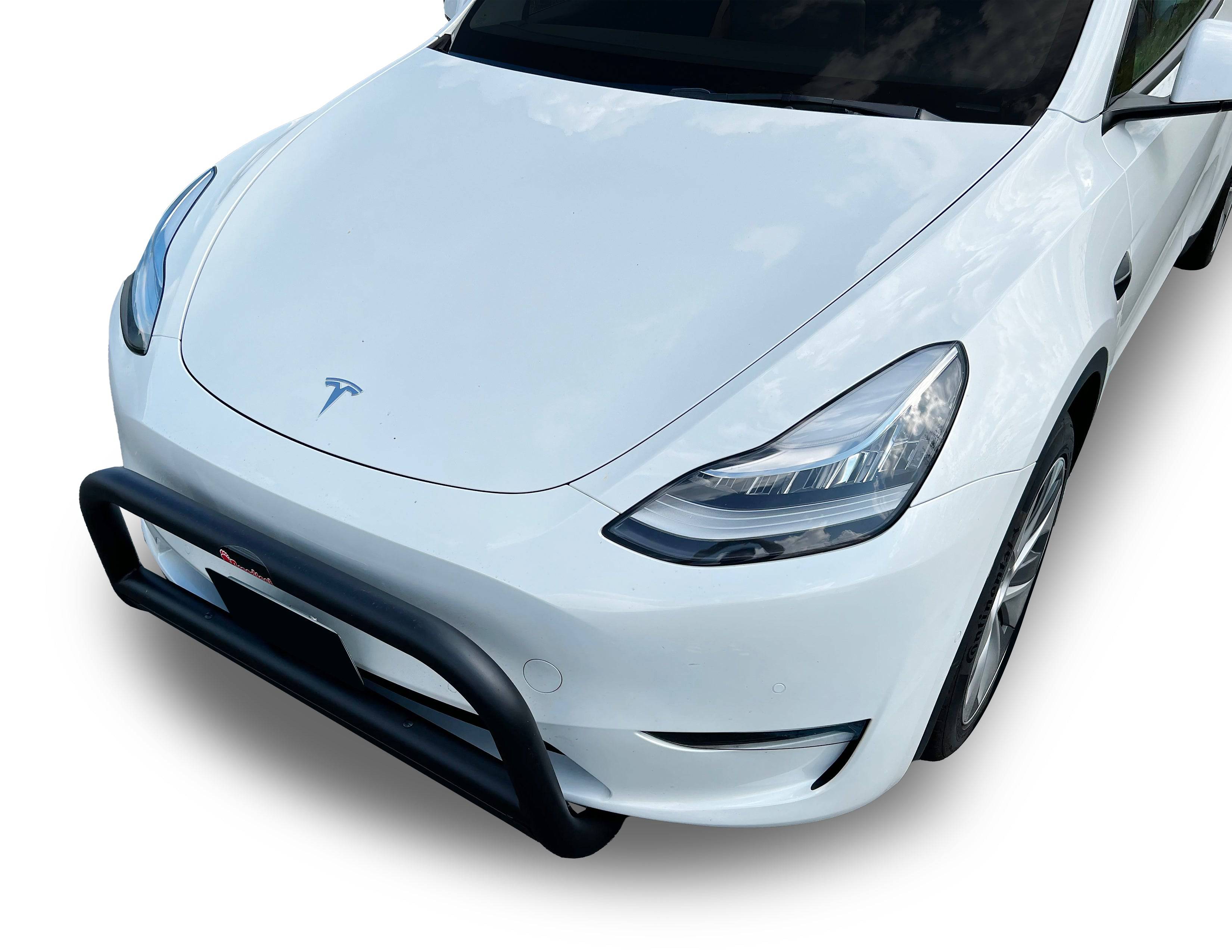 Front Bull Bar with Skid Plate (DW8) Straight Style Bumper Guard fits Tesla Model Y 2020-2024 - Broadfeet