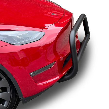 Front Bull Bar with Skid Plate (DW8) Straight Style Bumper Guard fits Tesla Model Y 2020-2024 - Broadfeet