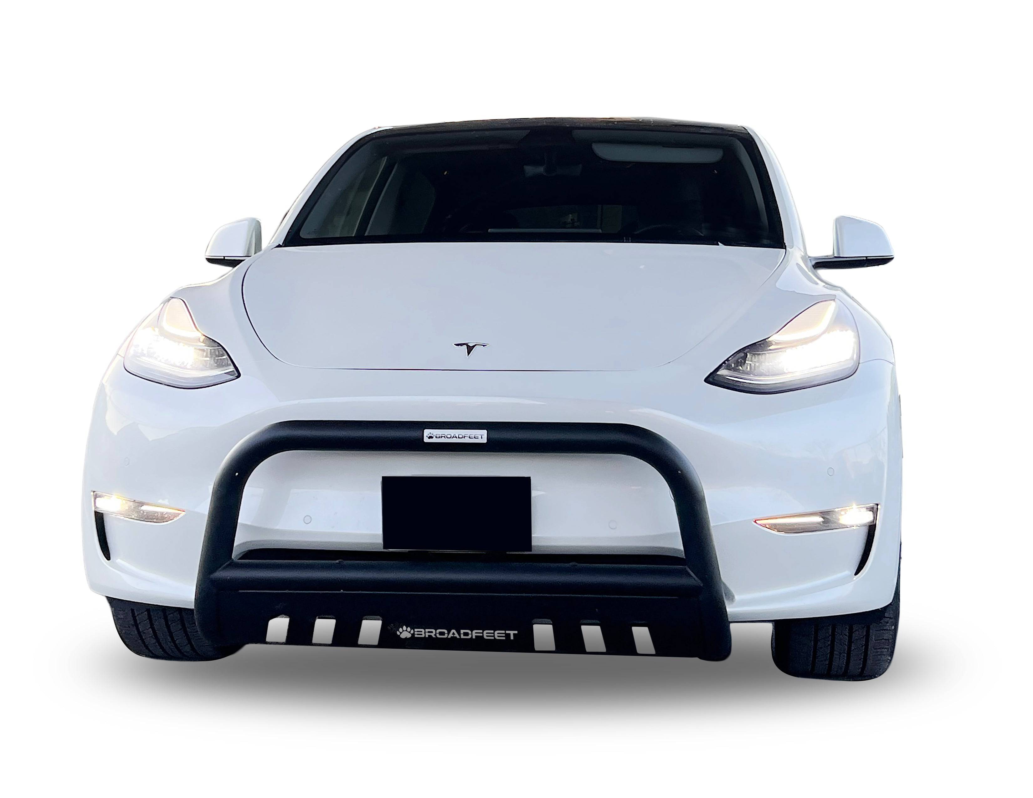 Front Bull Bar with Skid Plate (DW8) Straight Style Bumper Guard fits Tesla Model Y 2020-2024 - Broadfeet