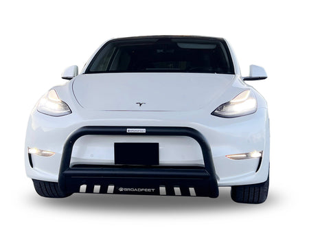 Front Bull Bar with Skid Plate (DW8) Straight Style Bumper Guard fits Tesla Model Y 2020-2024 - Broadfeet