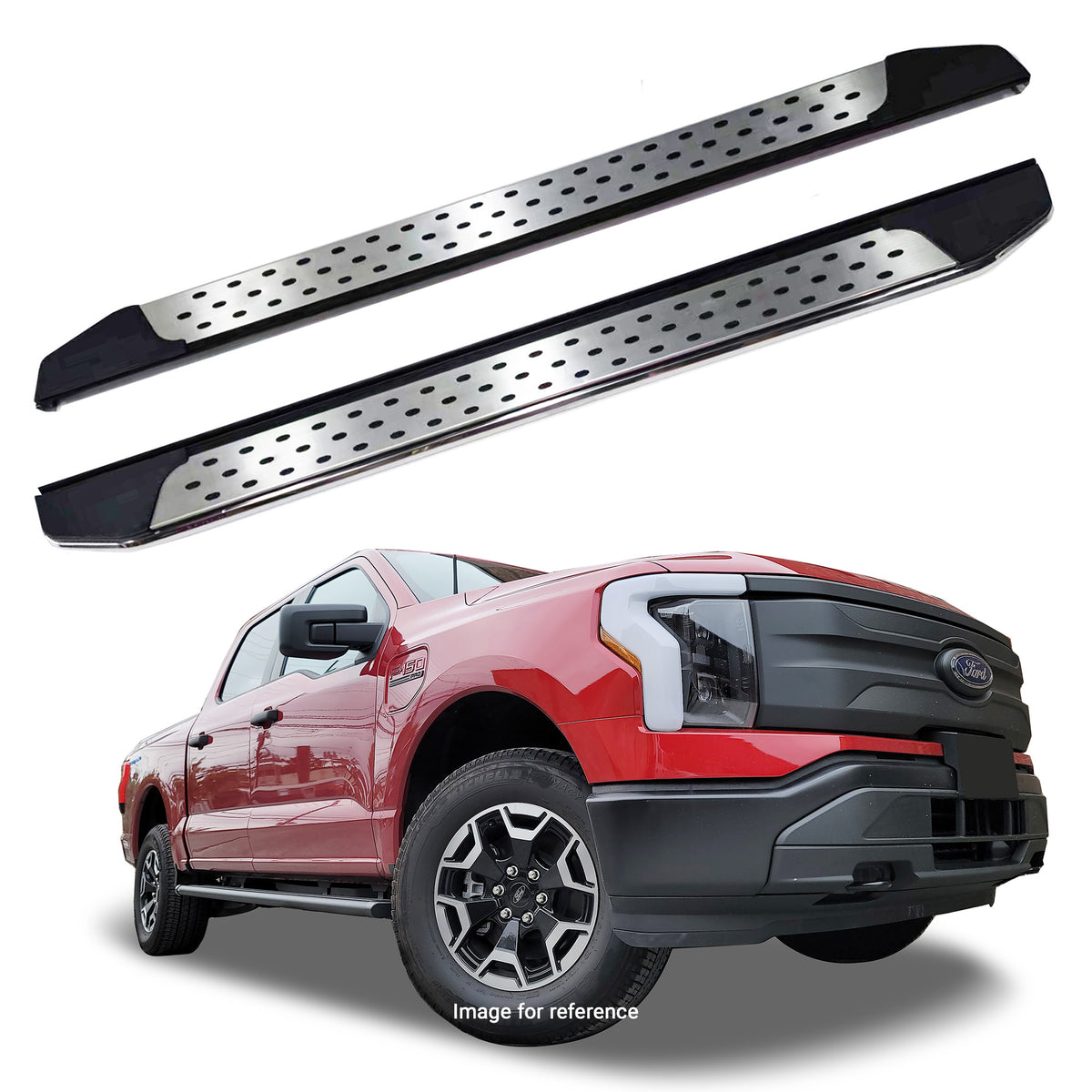 Running Boards R22 Series (RB185) fits Ford F-150 2015-2025 || F-250 & F-350 2015-2025 in Stainless Steel - Broadfeet