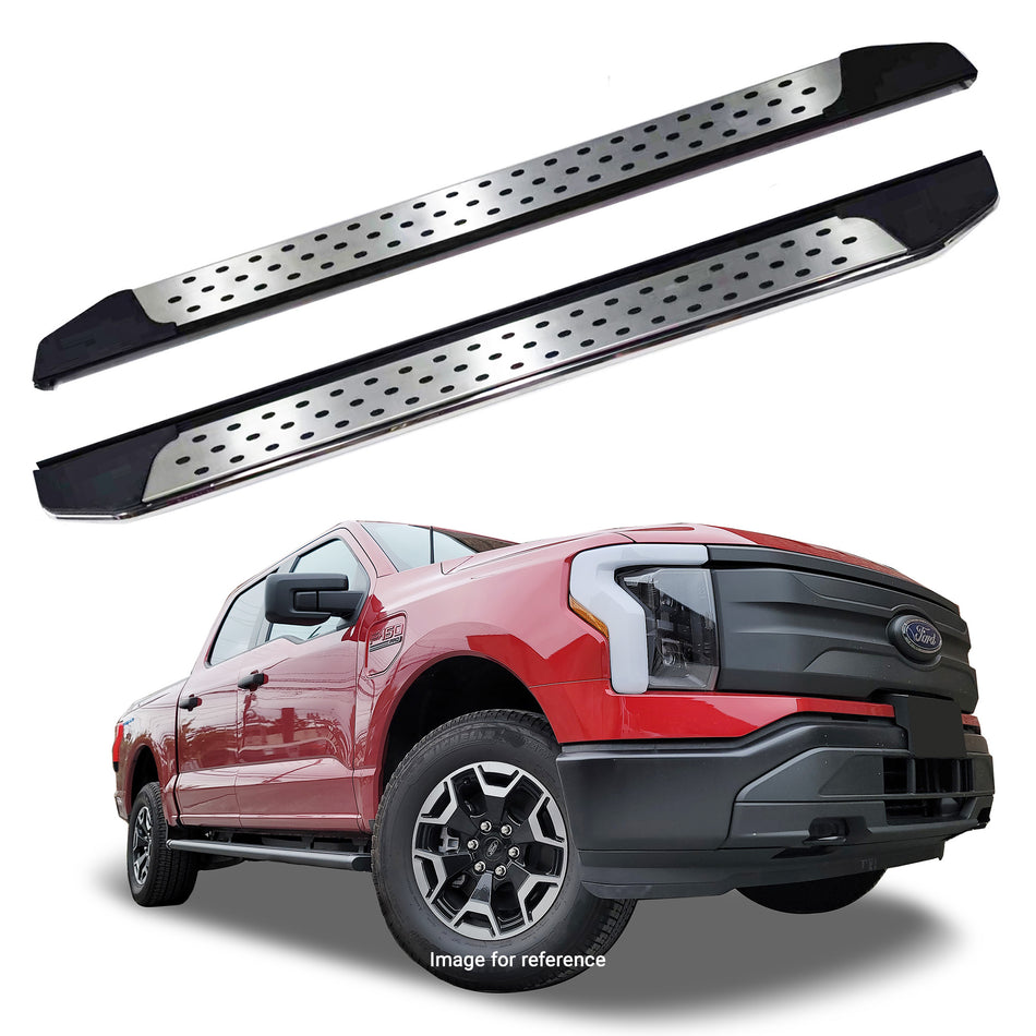 Running Boards R22 Series (RB185) fits Ford F-150 2015-2025 || F-250 & F-350 2015-2025 in Stainless Steel - Broadfeet